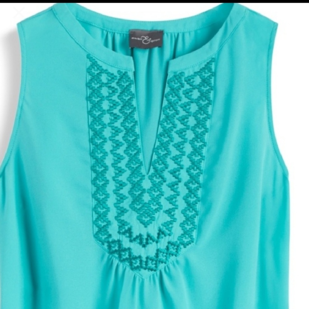 Jensen Embroidery Detail Teal Top